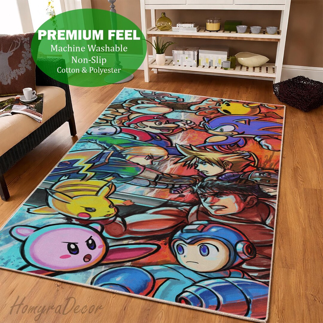 Retro Gaming Rug, Arcade Characters, Nostalgic Video Game Room Decor - Etsy