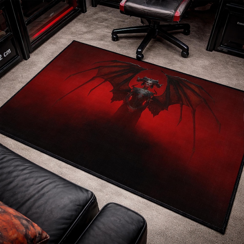 Diablo Rugs Lilith Demon Rug, Diablo Gaming Room Decor, Washable Non-slip Carpet - Etsy