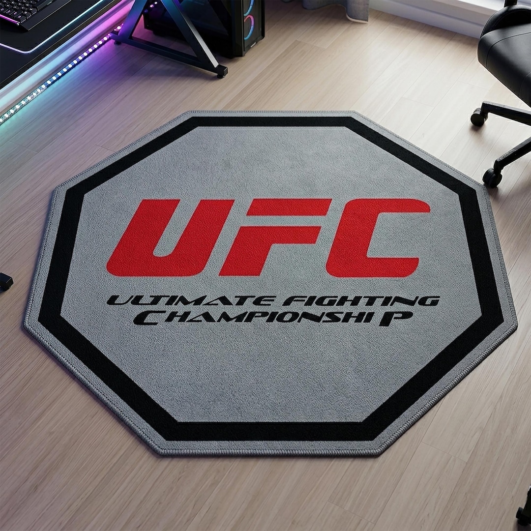 Ufc Wrestling Area Rug for Man Cave, Non-slip Washable Boxing Carpet ...