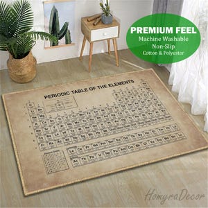 Periodic Table Area Rug, Educational Chemistry Carpet, Dorm Classroom Decor, Nonslip Mat