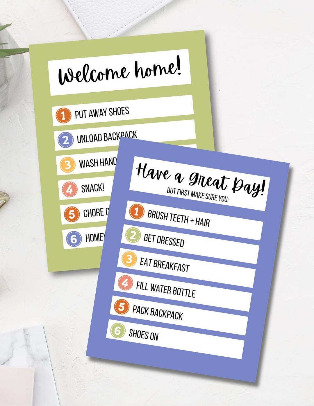 Kids Editable Morning & After School Routine Checklist | Canva Template ...