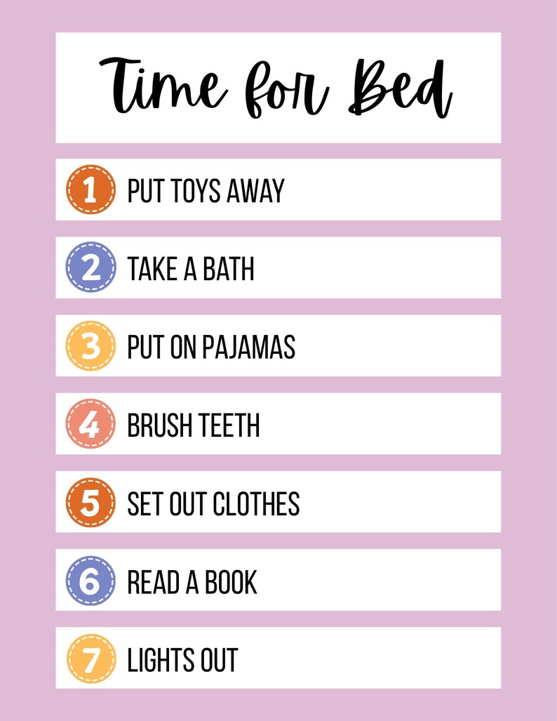 Editable Bedtime Checklist for Kids | Printable Night Routine Chart ...