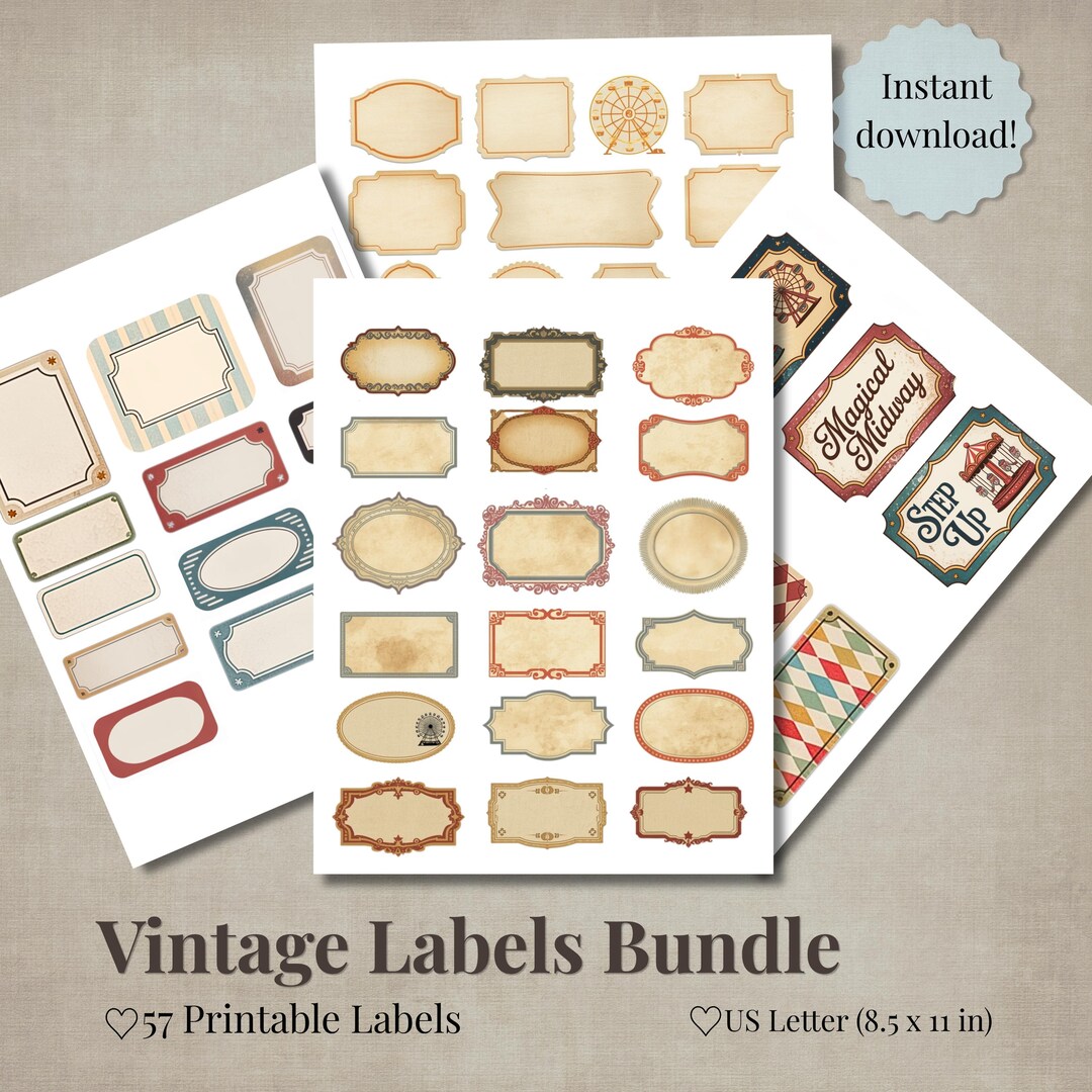 Vintage Labels Printable Pack, Junk Journal Ephemera, Scrapbook Collage ...