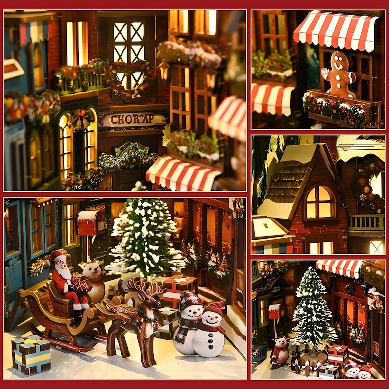 Christmas Book Nook Kit, DIY Wooden Model With LED Lights, Cozy Winter ...