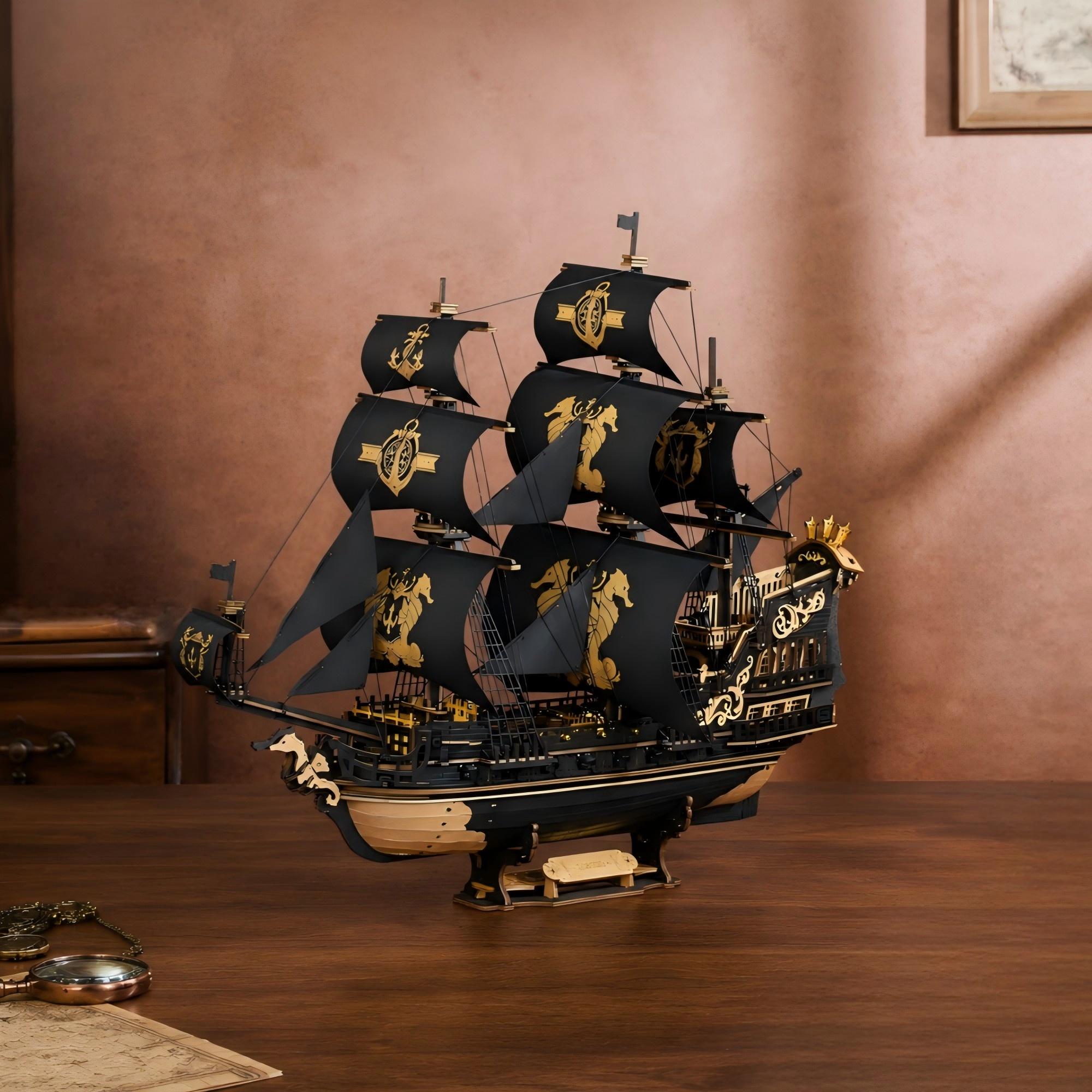 抽象的な船のオブジェ ブラック・ゴールド Sailing ship illusion - Etsy 日本