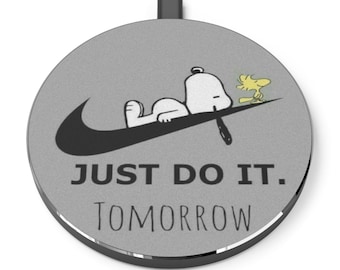 Carregador sem fio Snoopy 'Just Do It Tomorrow' | Carregador de celular fofo com desenho animado