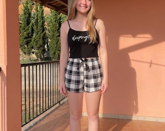 Cute Heart Print Pajama Set, Sleeveless Women's Sleepwear, Summer Thin Breathe Cami and Shorts 2 Piece Set, Aesthetic Loungewear Gift