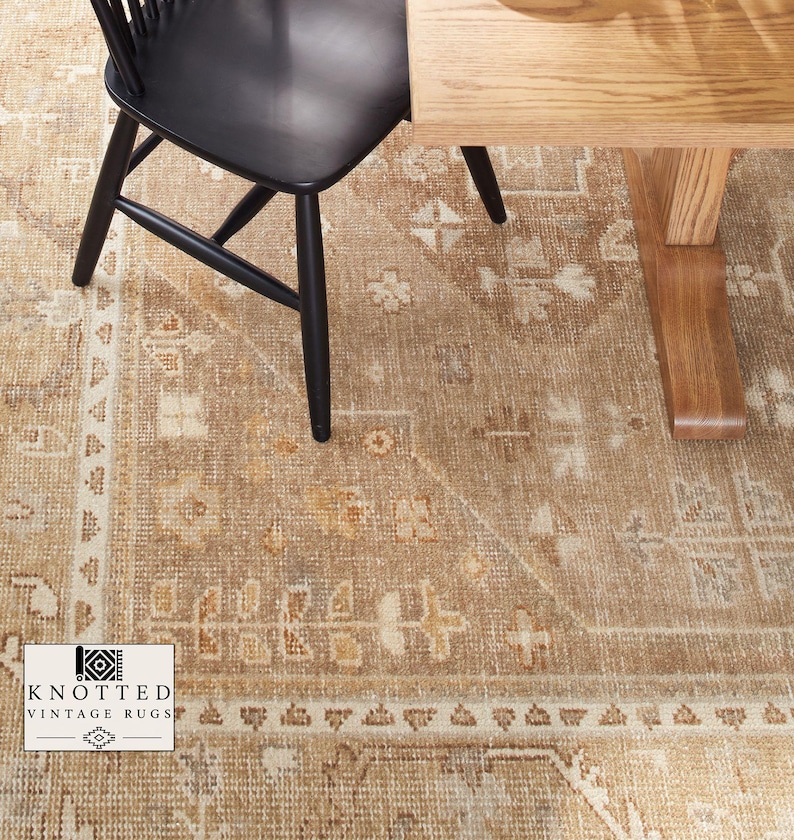 Light Neutral Rug Hand Knotted Wool Rug Neutral Area Carpet for Modern Living Room Decor ...