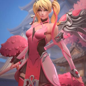 Overwatch – Estatua STL de Pink Mercy / Seraphic Ascension / Modelo de impresión 3D / Archivo STL digital