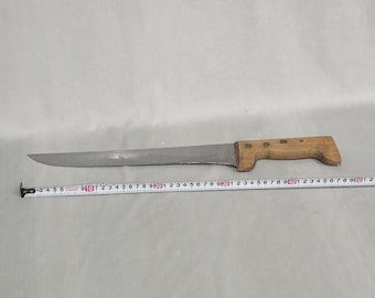 Großes, antikes Fleischermesser, 48 cm – Holzgriff – Antikes Küchenmesser – Rustikaler Landhausstil