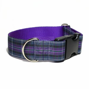 Purple plaid dog collar Clearance