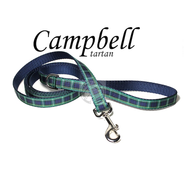 Campbell Clan Tartan Leash - Matching Tartan Dog Leash in 3 widths - Plaid Leashes - Tartan Lead - Handmade