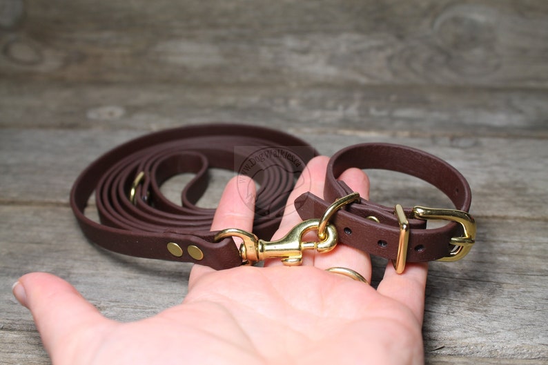 12 Handmade Dark Chocolate Brown Little Dog Collar Thin Biothane Dog Collars 12mm Waterproof Small Dog Collar- Vegan Leather