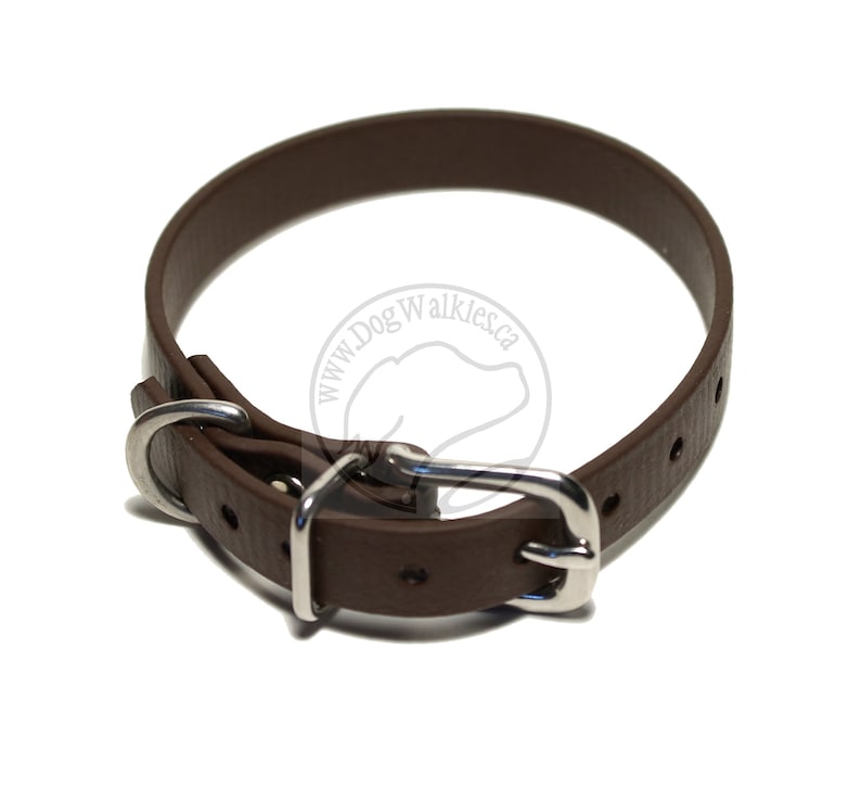 12 Handmade Dark Chocolate Brown Little Dog Collar Thin Biothane Dog Collars 12mm Waterproof Small Dog Collar- Vegan Leather