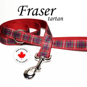 Fraser Clan Tartan Dog Leash: Handmade Plaid Lead, Custom Length