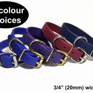 SALE Biothane Dog Collar- 3/4&quot; (20mm) wide - 37 Colour choices - Vegan Leather - choice of color, hardware and size - handmade - waterproof