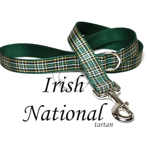 Irish National Tartan Leash - Matching Tartan Dog Leash in 3 widths - custom length - Plaid Leashes - Tartan Lead - Handmade Leash