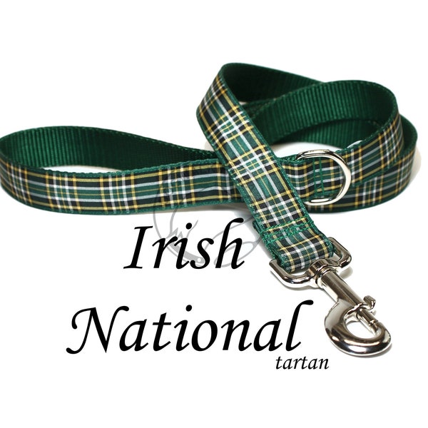 Irish National Tartan Leash - Matching Tartan Dog Leash in 3 widths - custom length - Plaid Leashes - Tartan Lead - Handmade Leash