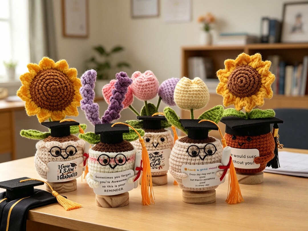 Graduation Craft Handmade 2026 Graduation Gift, Handmade Crochet Potato and Pickle With Tassel ...