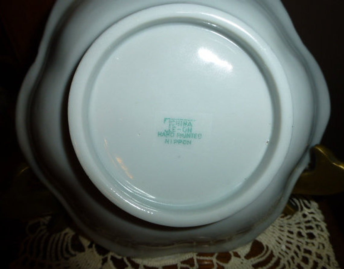 Nippon China E OH Hand Painted Set Of 4 Floral Dessert / Etsy