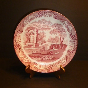Spode, Made In England, Italian Spode Design, 11 3/4"D. Rose- Pink Transferware Pasta / Salad Serving Bowl, Unused