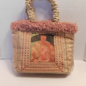 Vintage Vogue Image On Fabric Top Handle Tote  Style Bag, Pulvermacher Designs, N.Y.C.