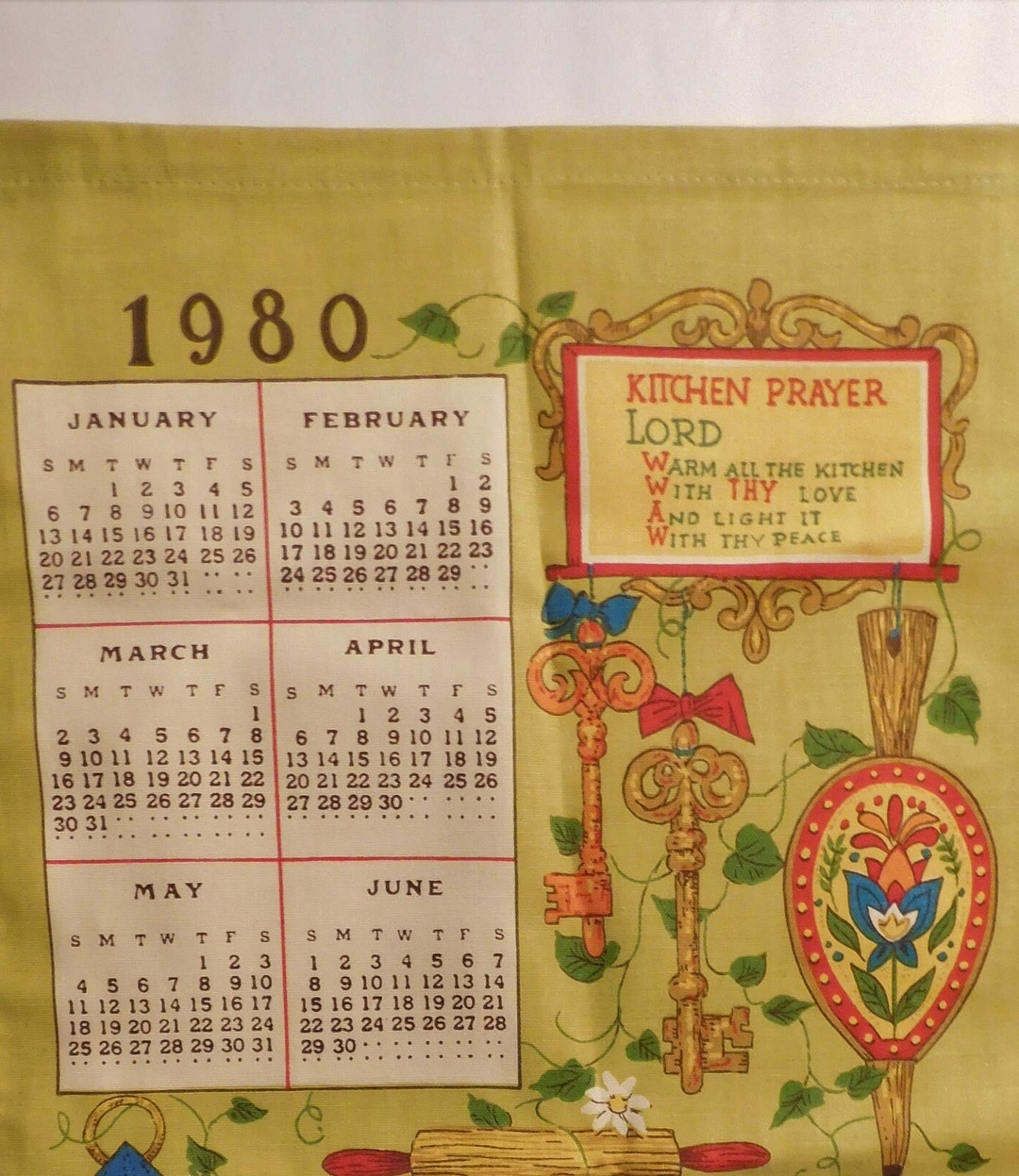 POP STARS 1980 CALENDAR 壁掛けカレンダー　昭和　レア 1980 Vintage Linen Wall Calendar: 
