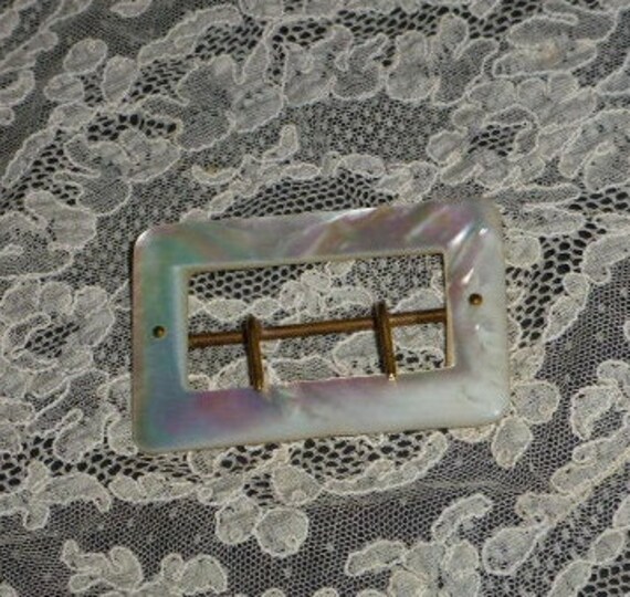 Victorian Mother Of Pearl 3" x 1 3/4" Sash / Belt… - image 2