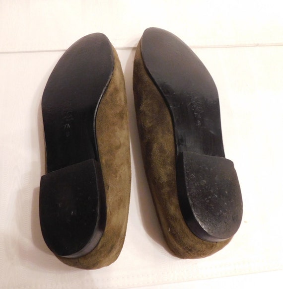 andrea carrano Vintage Olive Suede "Baby" Flats, … - image 5