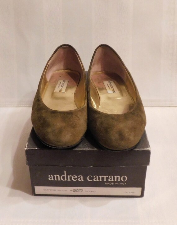 andrea carrano Vintage Olive Suede "Baby" Flats, … - image 8