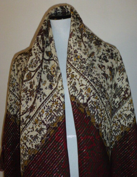 Vintage TIKTINER Wool Challis With Metallic Accen… - image 2