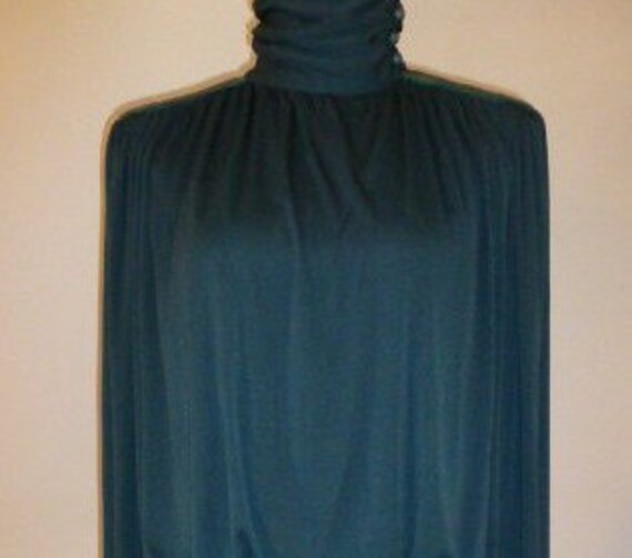 Vintage John Anthony Teal Draped Silk Jersey Dres… - image 1