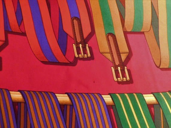 Vintage Hermes "Les Sangles" Silk Scarf By J. Met… - image 7