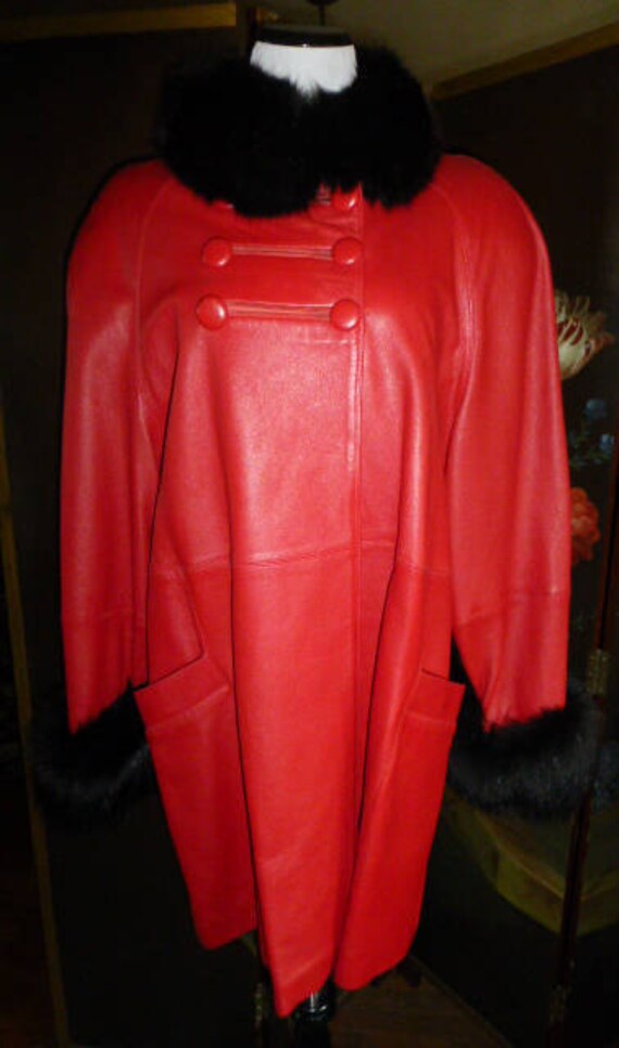 red leather swing coat