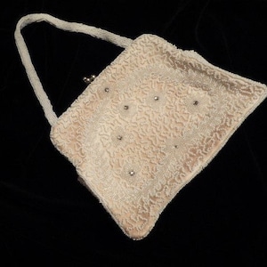 Vintage Walborg Beaded Bag: 1940s Seed Pearl Rhinestone Clutch