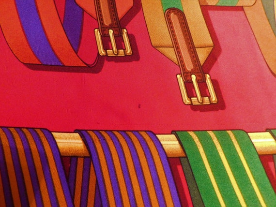 Vintage Hermes "Les Sangles" Silk Scarf By J. Met… - image 8