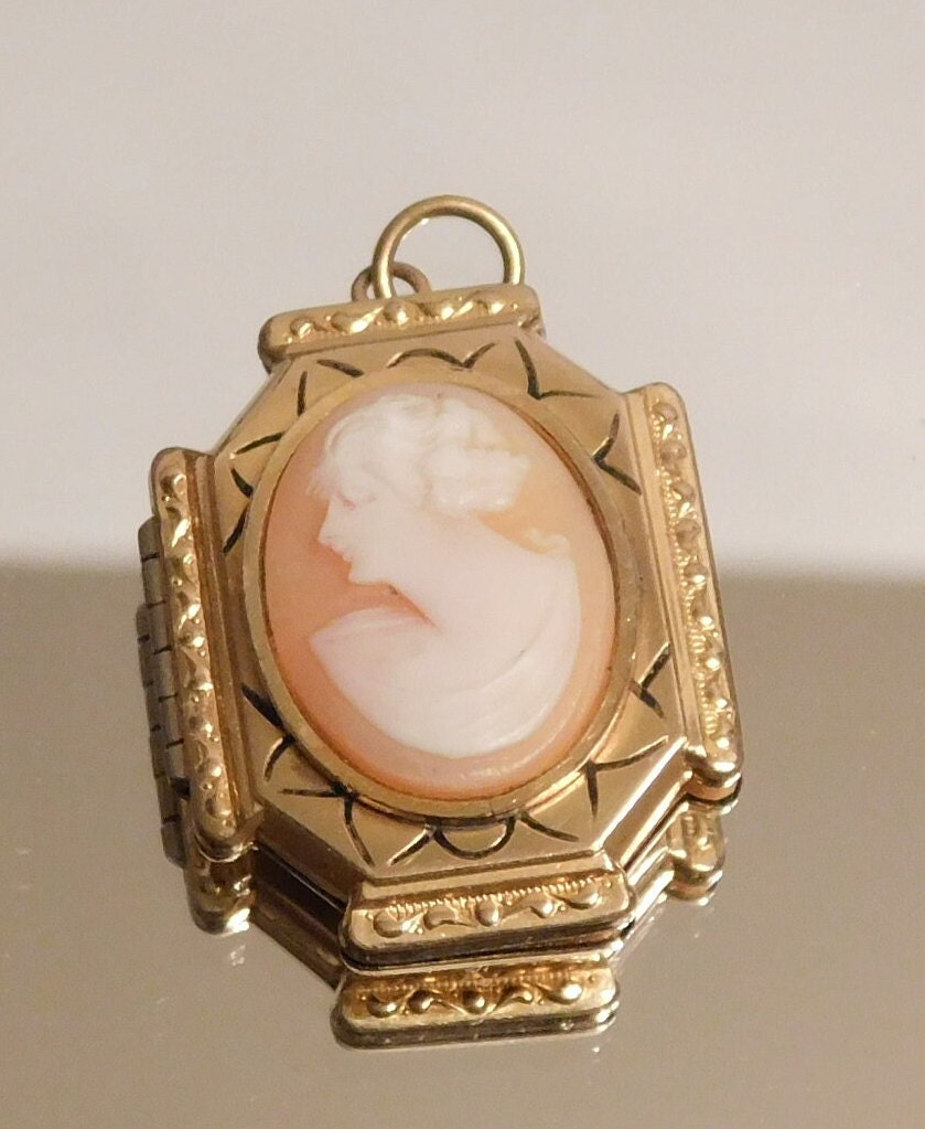 Art Deco Genuine Shell Cameo, Gold Filled Vintage 1030's