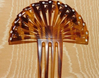 Art Deco Hair Comb: Faux Tortoise Shell Celluloid, Red  display picture 1