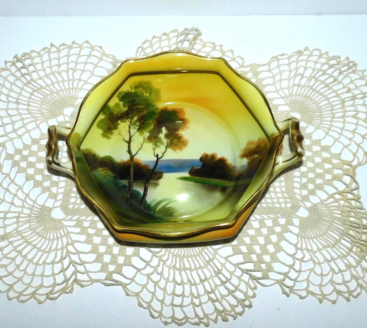 nippon noritake hand paintedもりあげ希少アンティーク nippon