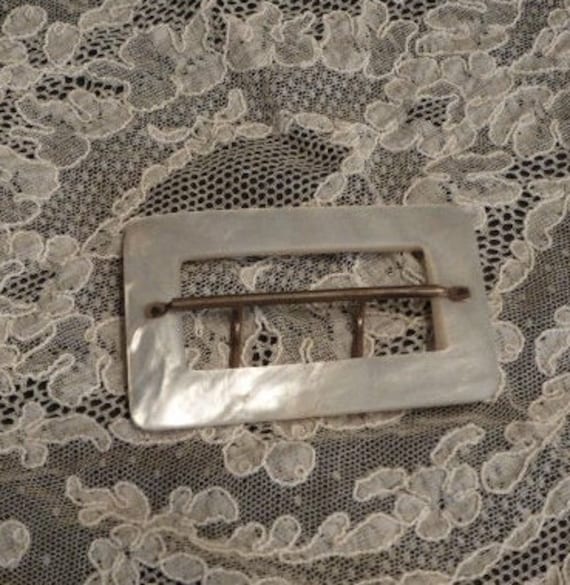 Victorian Mother Of Pearl 3" x 1 3/4" Sash / Belt… - image 1