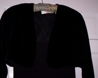 Dana Buchman Black Silk Dress Velvet Bolero Size
