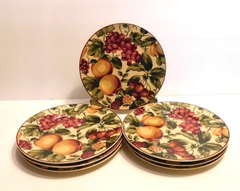 Waverly Floral Manor Collection Set Of 7, 8 3/8" Diameter Luncheon / Salad / Dessert Plates, Made In Poland, Appear Unused