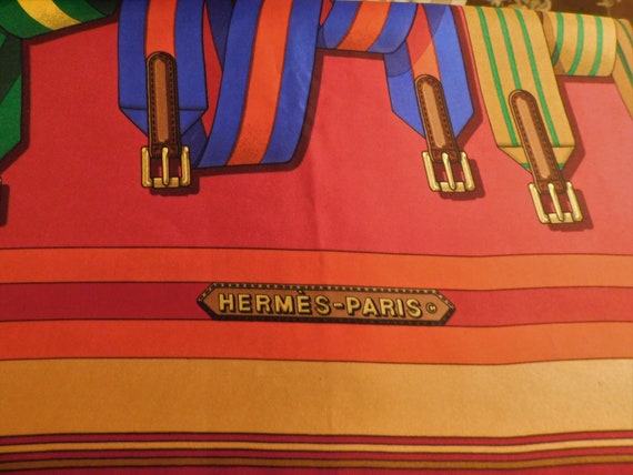 Vintage Hermes "Les Sangles" Silk Scarf By J. Met… - image 5