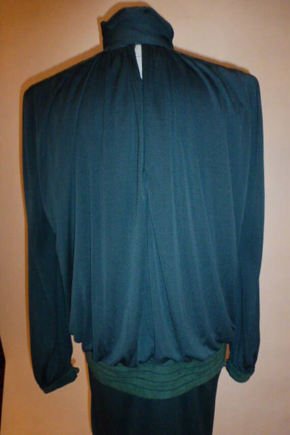 Vintage John Anthony Teal Draped Silk Jersey Dres… - image 7