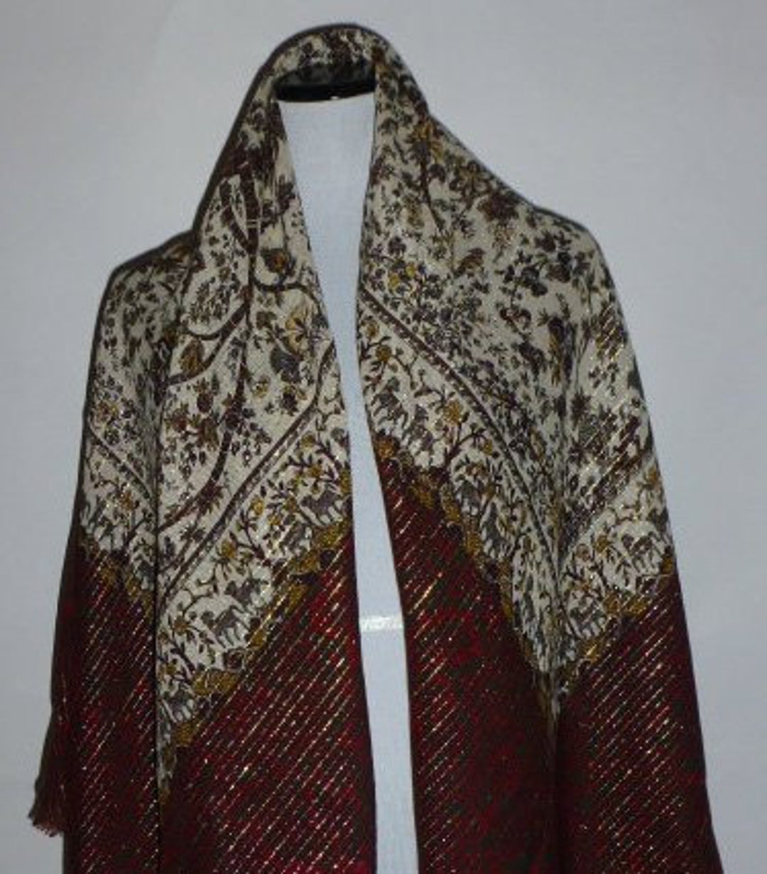 ヴィンテージ ティクティナー ウールシルク ショール：メタリックな