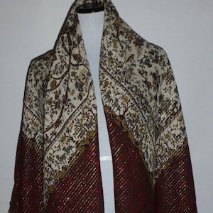 Vintage Tiktiner Wool Silk Shawl: Metallic Accents, Made in Italy