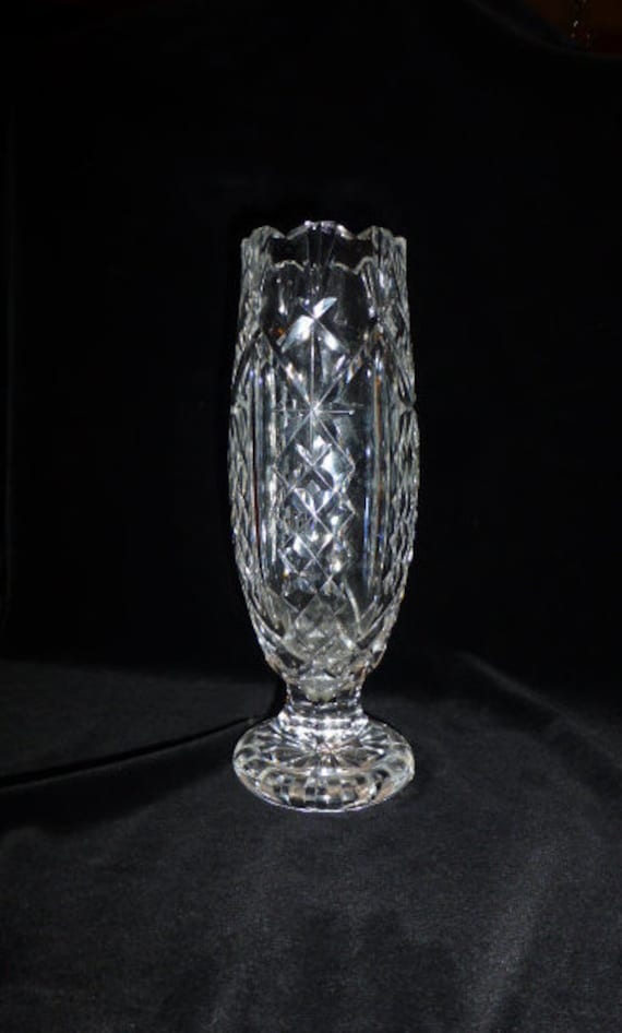 Vintage Waterford Crystal Vase: 10" Footed Vase, Ireland