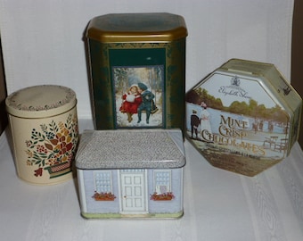 Vintage England Collectible Tins: Assorted Shapes, Sizes, and Designs