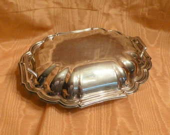 Vintage GORHAM Heritage Covered Scalloped Oblong Serving Dish / Tray, Etched Markings, VH19, Original Owner