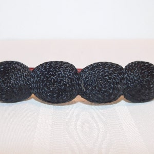 Vintage DAVID Black Woven Cord Barrette, Made In France